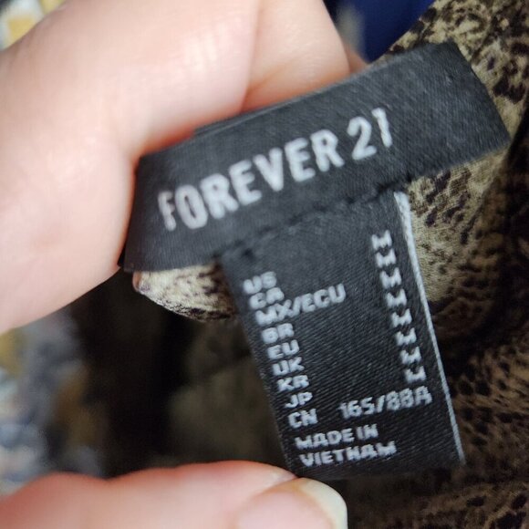 Forever 21 Snake Print Ruched Mini Dress With Long Sleeves & Back Zipper - Picture 6 of 7